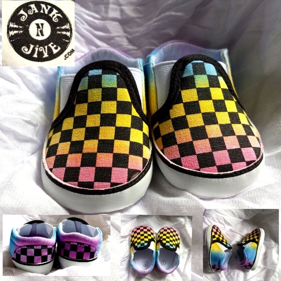 Tie dye baby shoes, Size 1 Newborn Vans knock offs, Hippie baby shoes, soft sole - Picture 1 of 4